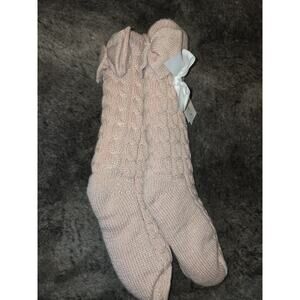 UGG Australia Laila Bow Fleece Line Socks Mauve Fog/Gold Heavy Duty Cozy Socks